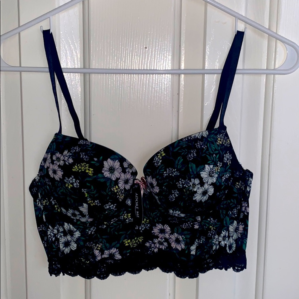 Black Floral Longline Bra 34B NWT!!!